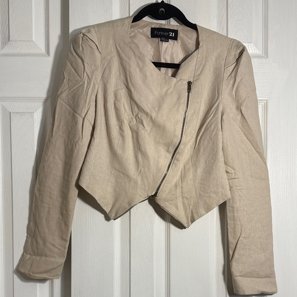 Forever 21 Beige Asymmetrical Blazer